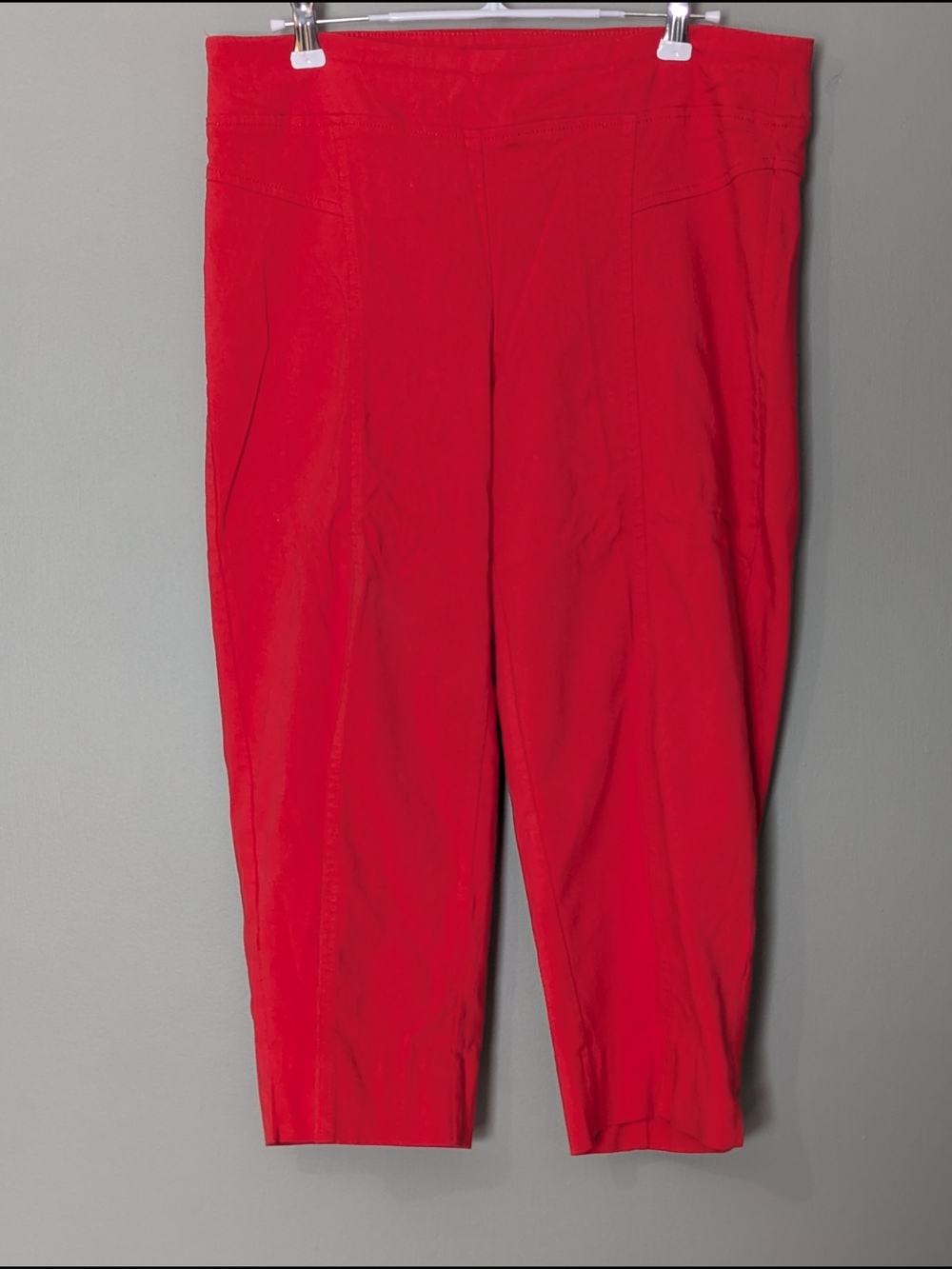 Addition Elle Women's Pull On Bright Red Capri Pants Vintage-inspired Retro